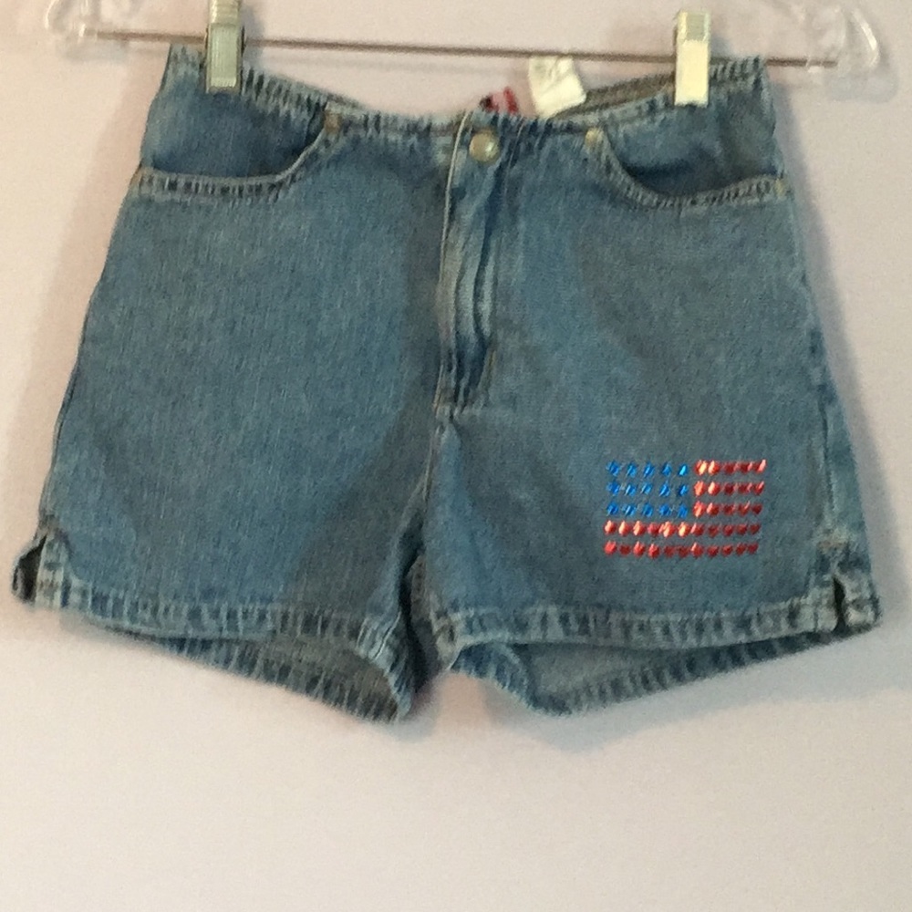 Old navy girls jean shorts with flag Sz 12